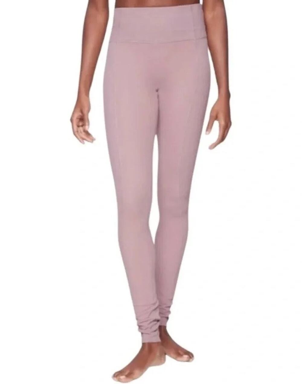 Athleta Elation Hybrid Ribbed Barre Leggings Small Blush Pink Activewear